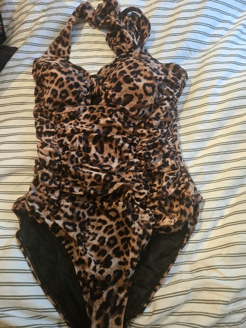 torrid Leopard Print Swim Top in Brown and Black